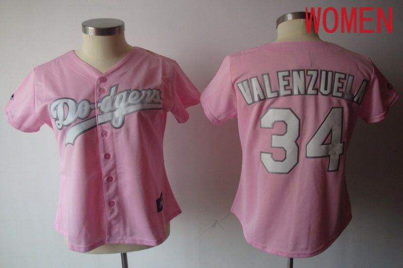 Women Los Angeles Dodgers #34 Valenzuela Pink 2024 MLB Jersey->san diego padres->MLB Jersey